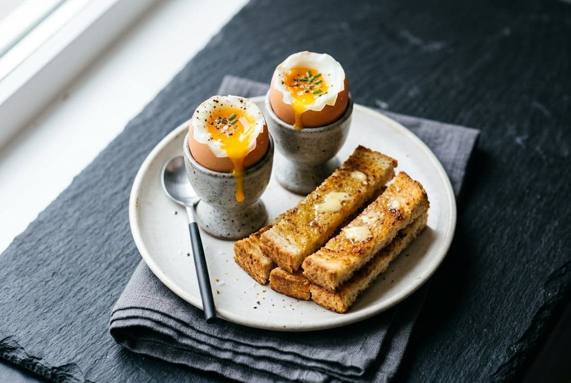 Soft-Boiled Eggs with Buttered Toast Soldiers