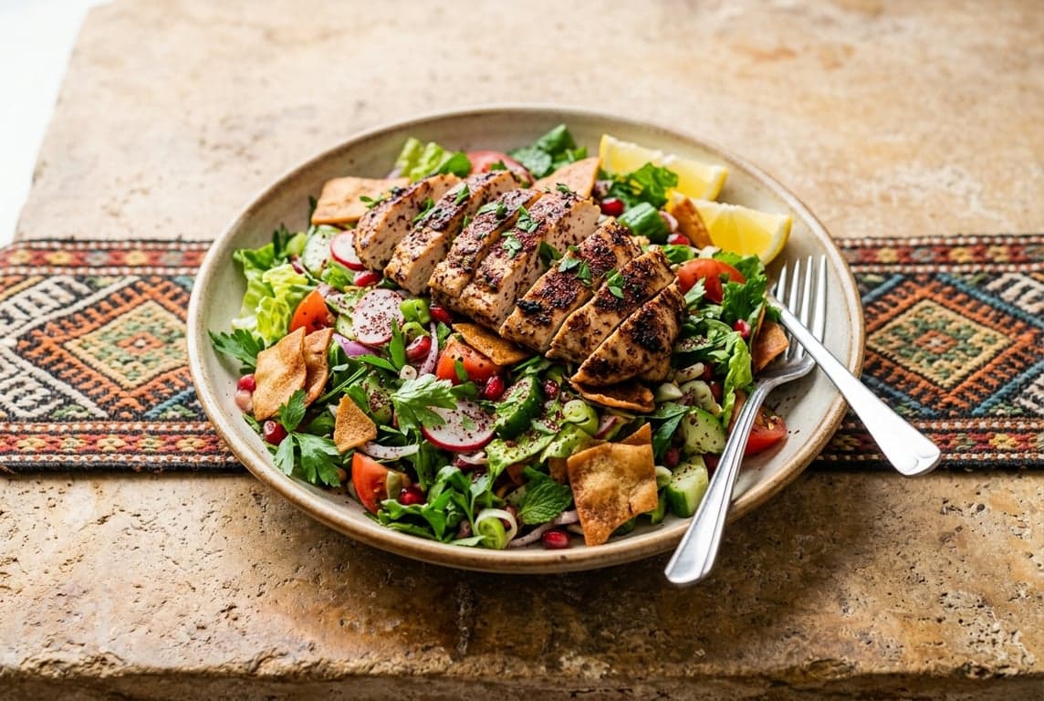 Fattoush with Sumac Chicken