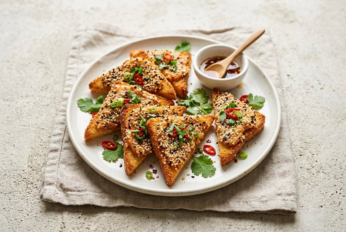 Crispy Prawn-Topped Sesame Toasts