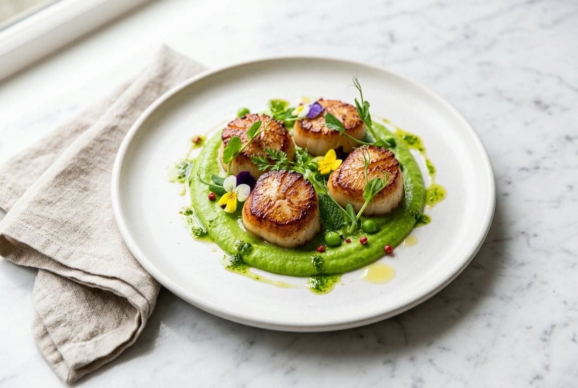 Seared Scallops with Pea Purée
