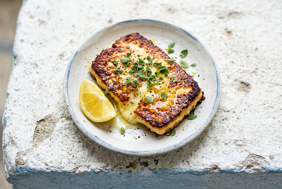 Saganaki - Fried Halloumi Cheese