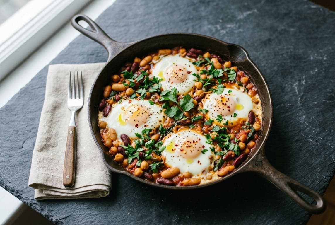 One-Pan Baked Eggs & Beans