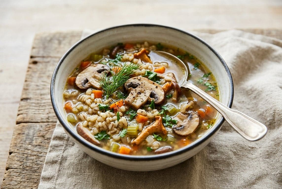 Slavic Mushroom & Barley Soup