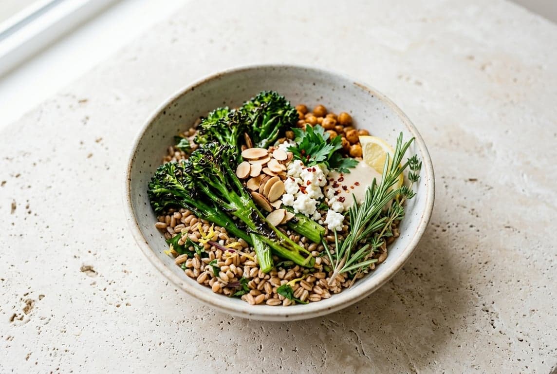 Charred Broccolini & Farro Bowl