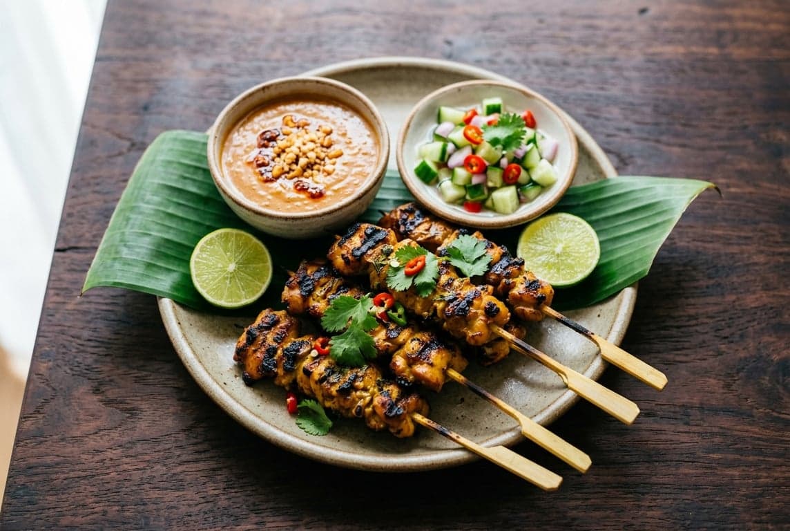 Thai Lemongrass Chicken Satay with Peanut Sauce