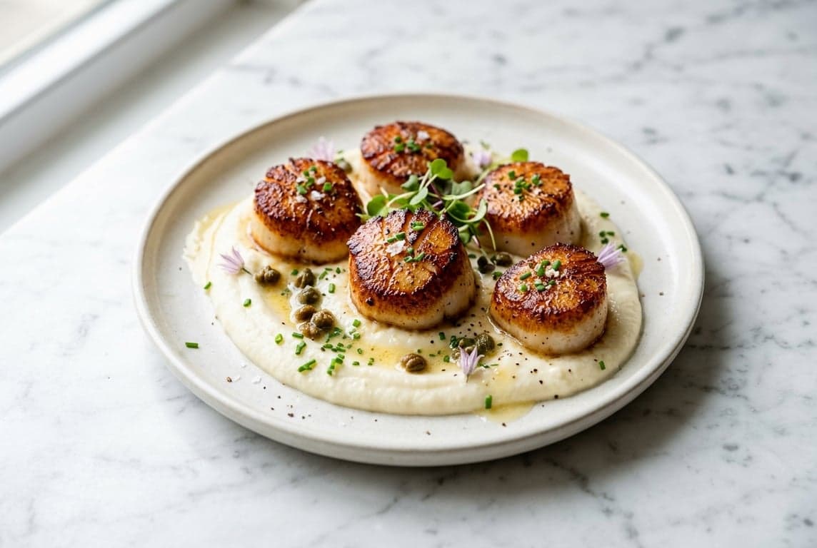 Pan-Seared Scallops with Cauliflower Purée