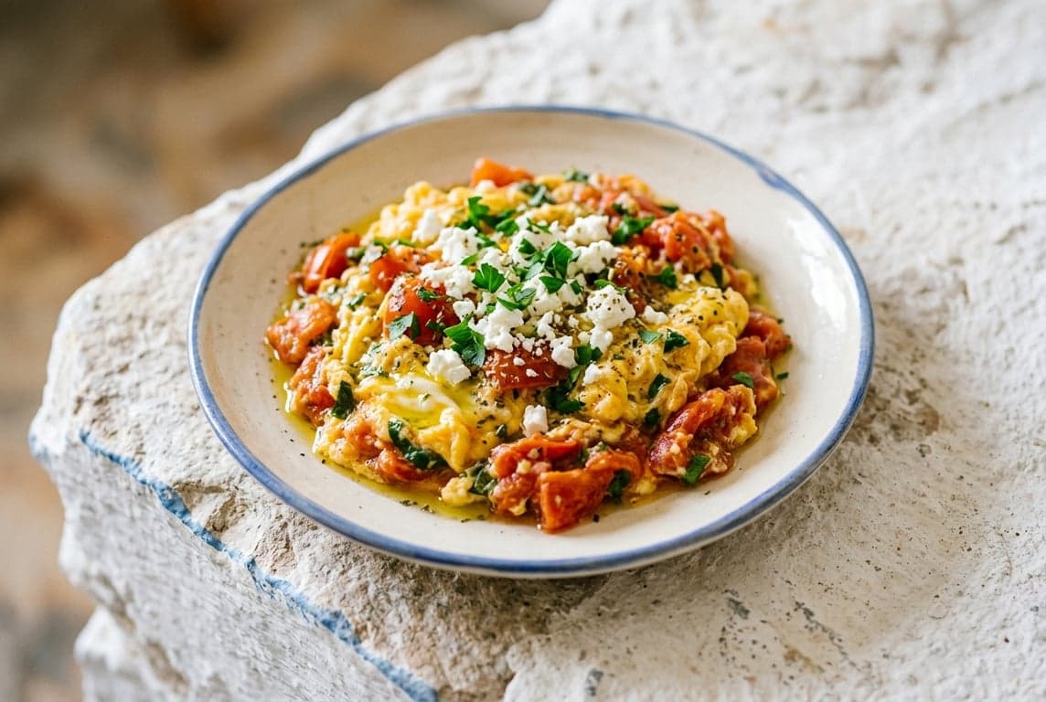 Strapatsada (Scrambled Eggs with Tomatoes)