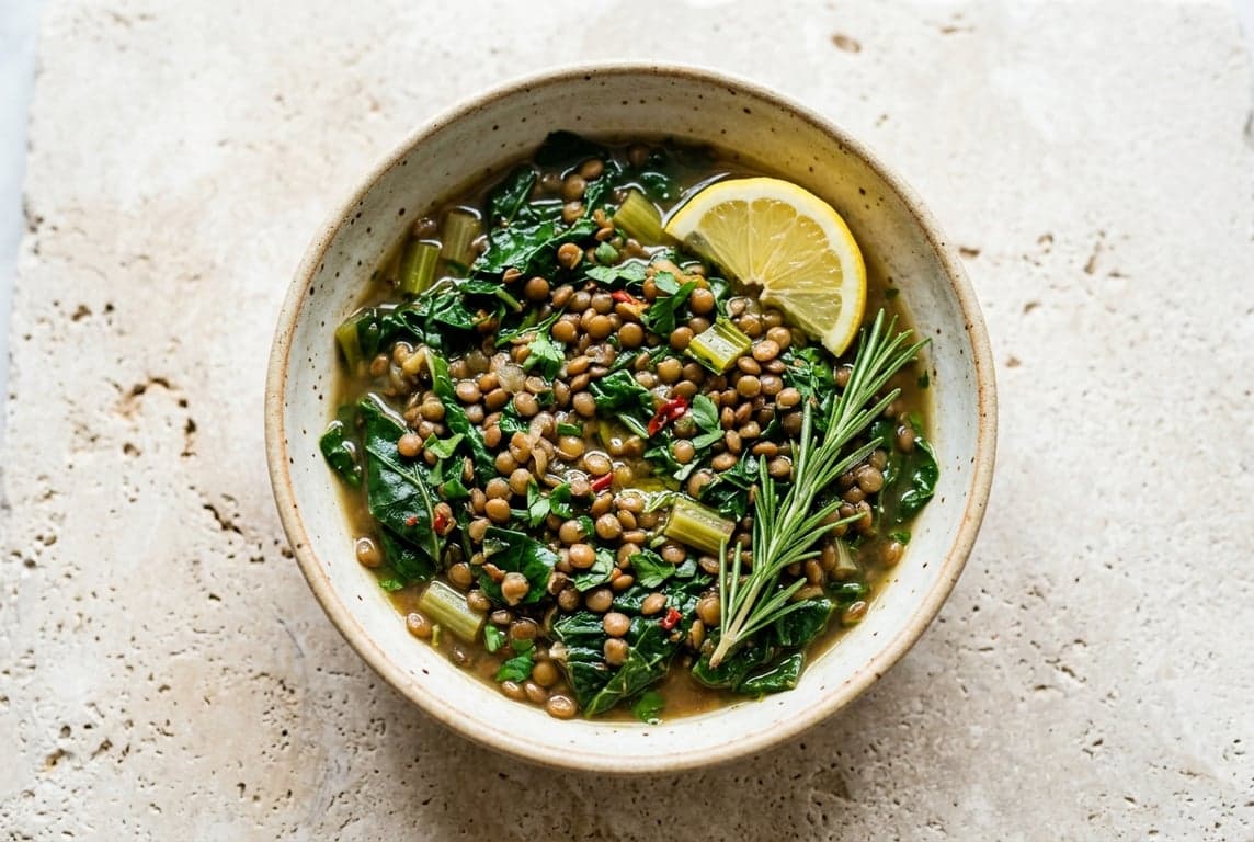 Lentils with Swiss Chard & Lemon