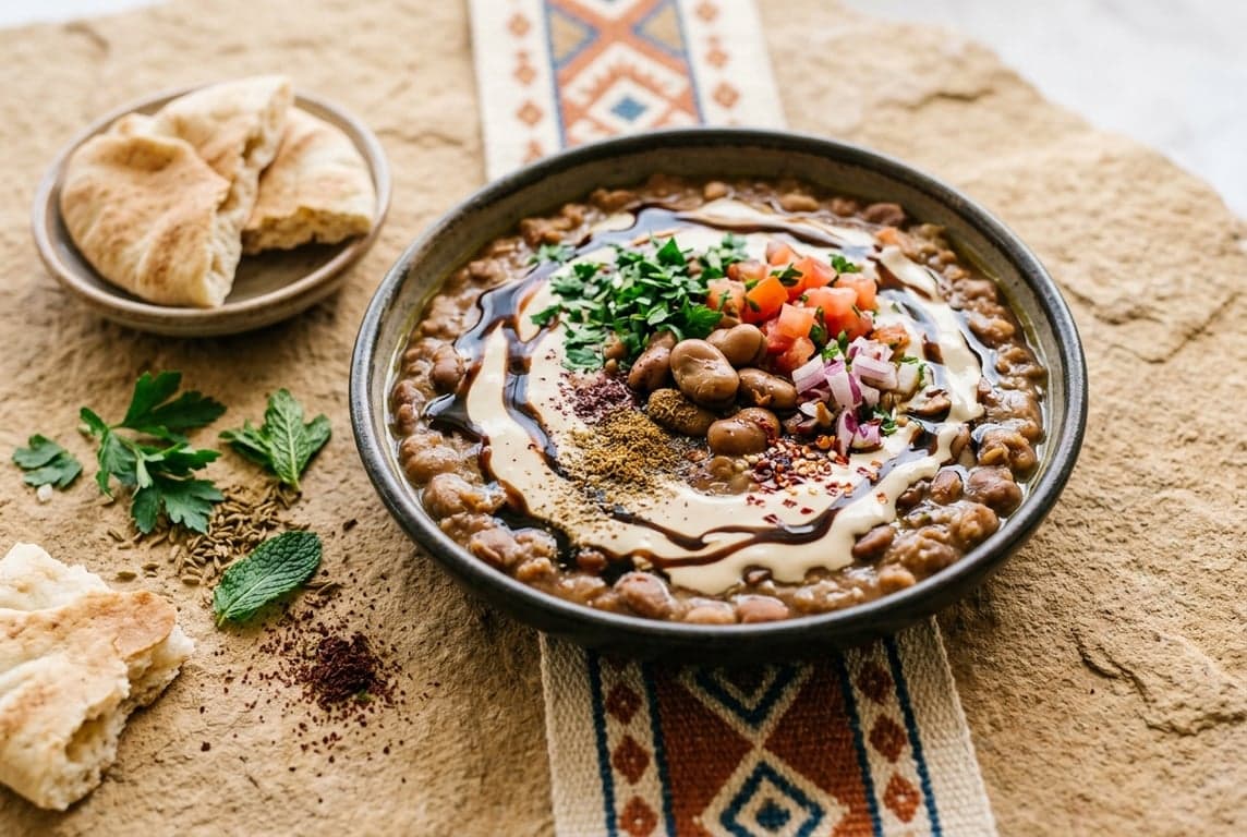 Ful with Date Syrup & Tahini Bowl