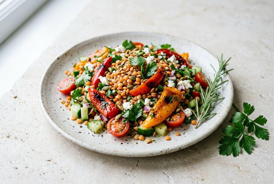 Red Lentil & Roasted Pepper Salad